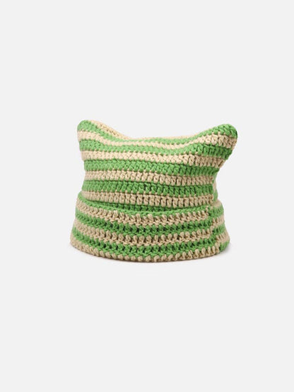 Stripe Cat Ear Beanie
