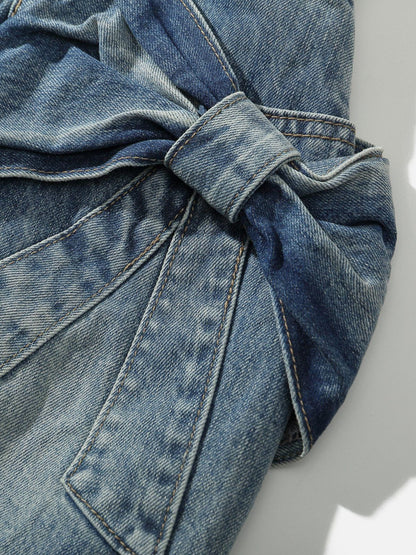 Aelfric Eden Bow Denim Micro Mini Skirt