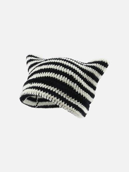 Stripe Cat Ear Beanie