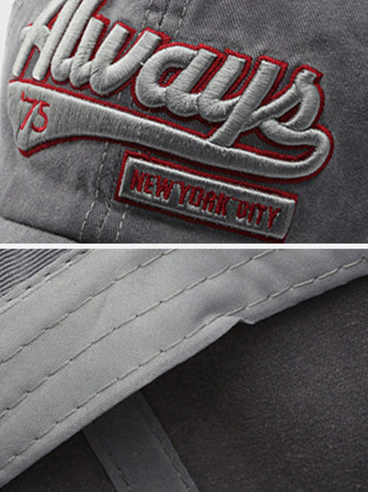 Washed Embroidered Letter Baseball Cap
