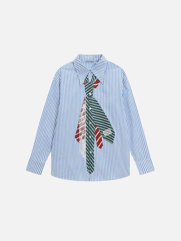 Aelfric Eden Necktie Graphic Stripe Long Sleeve Shirt